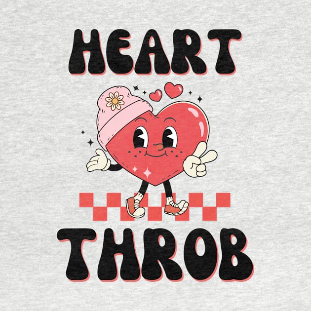 Retro Heart Throb happy Heart Valentines Day Girl boy women by Pikalaolamotor
